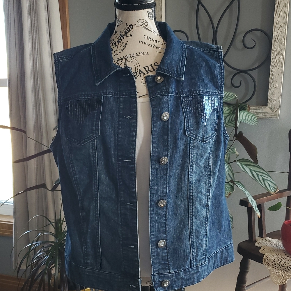 Christopher & Banks Dark Blue Denim Vest